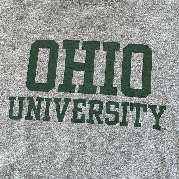 VTG 90s Ohio University Bobcats NCAA Heather Gray Green Crewneck Sweatshirt S - Picture 3 of 5